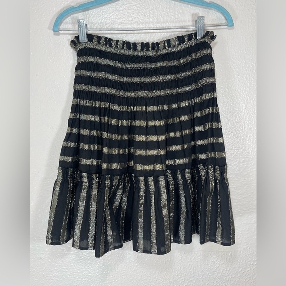 Anthropologie Current Air NWT Batia Smocked Mini Skirt Black Brown Women’s XS - Picture 11 of 14